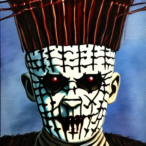 Image similar to Scary painting a pinhead from hellraiser 4k detail