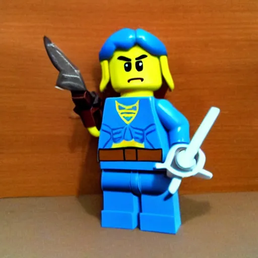 Image similar to link from the legend of zelda, lego movie style