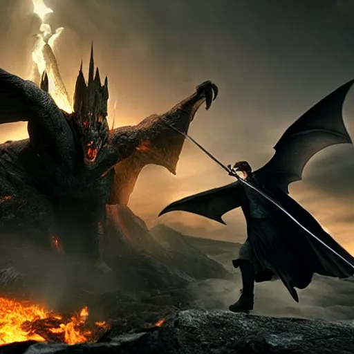 Image similar to Harry Potter battles the Balrog of Morgoth