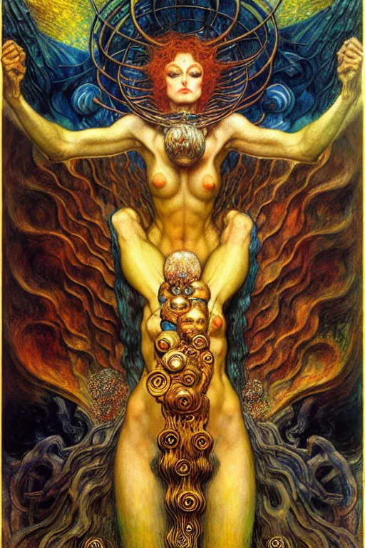 Image similar to Divine Chaos Engine by Karol Bak, Jean Delville, William Blake, Gustav Klimt, and Vincent Van Gogh, symbolist, visionary