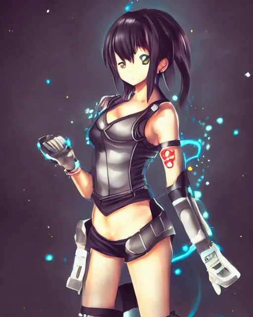 Image similar to full body portrait of anime girl in mechanic armor in night tokyo by makoto sinkai, perfect face, fine details