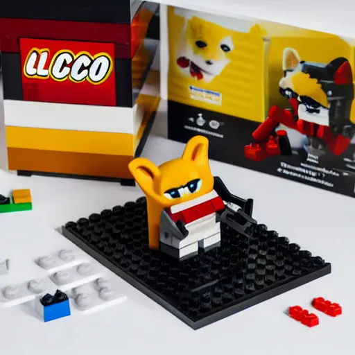 Prompt: product box of anthropomorphic furry Lego set, product advertisement photos, white background