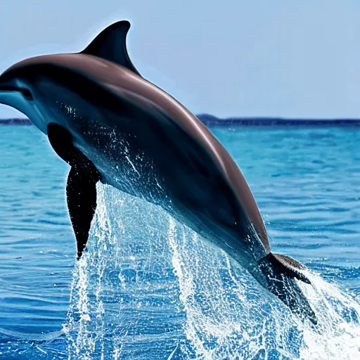 Prompt: photo of dolphin in ocean with machine gun, realistic