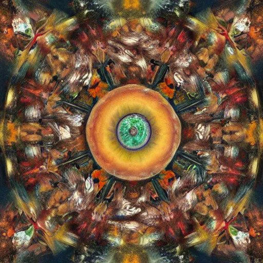 Prompt: an argentic photography by arcimboldo, by georgia o keeffe, by botticelli, by giger, by frank frazetta, by gustave moreau seen through a kaleidoscope, kaleidoscope, broken, nerve system, medical