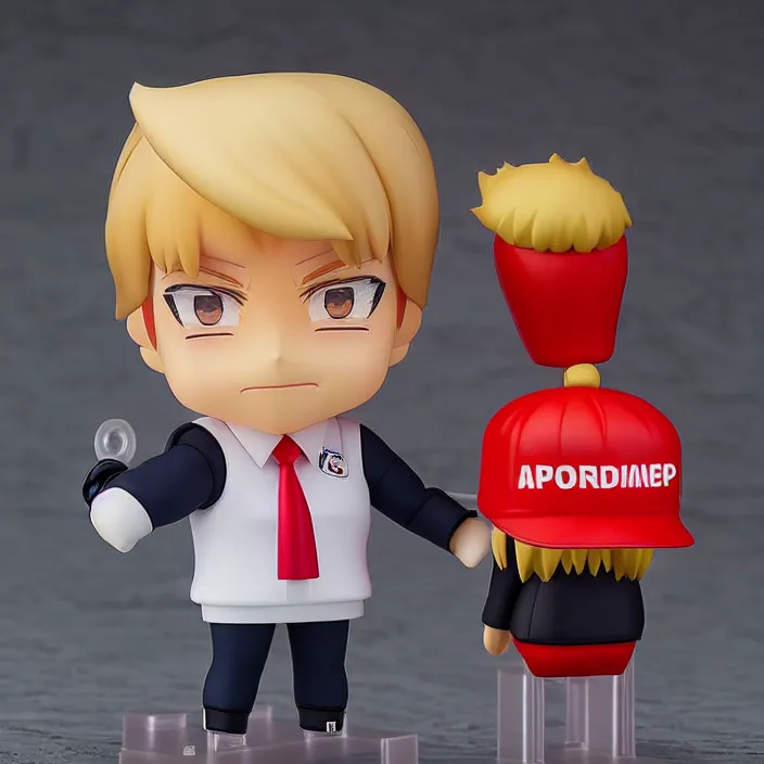 Prompt: An Anime Nendoroid of Donald Trump!!!!!, Product Photo, 8k, Sharp photo