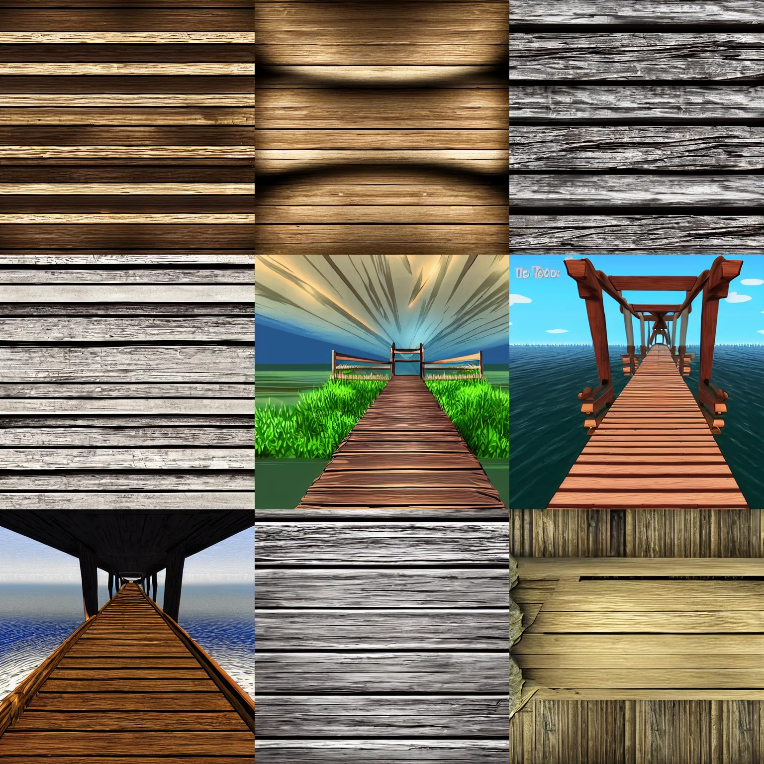 Prompt: wooden bridge texture, video game asset