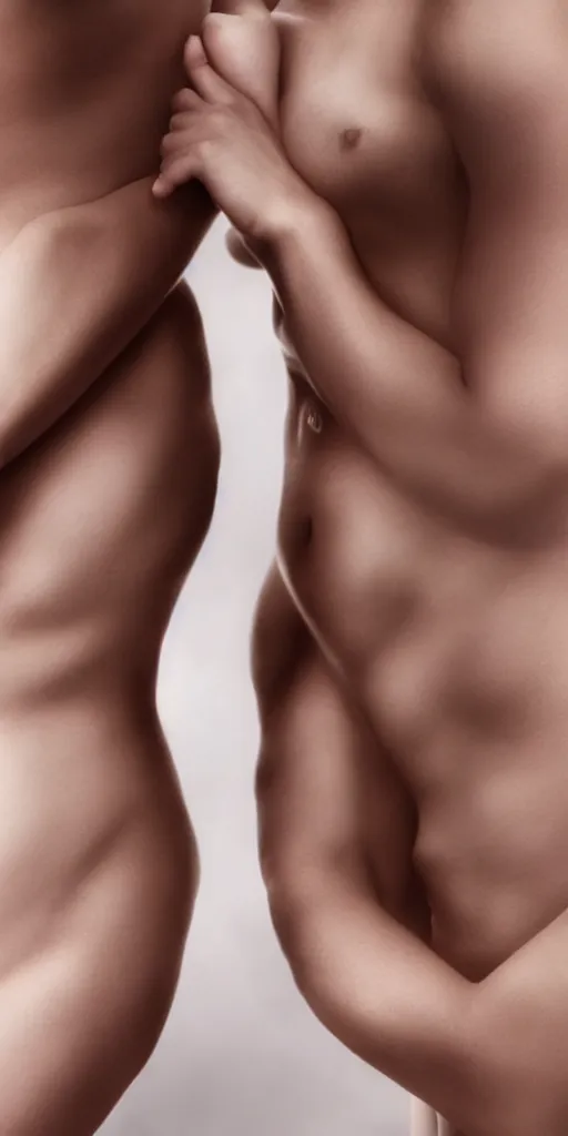 Prompt: two beautiful human bodies becoming one body