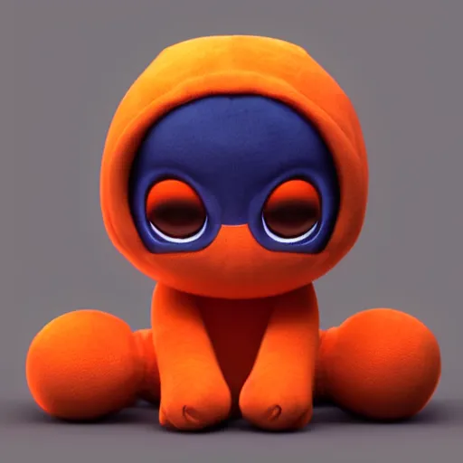 Prompt: cute fumo plush of an alien girl in a black hoodie, three point lighting, orange and blue contrast, vray