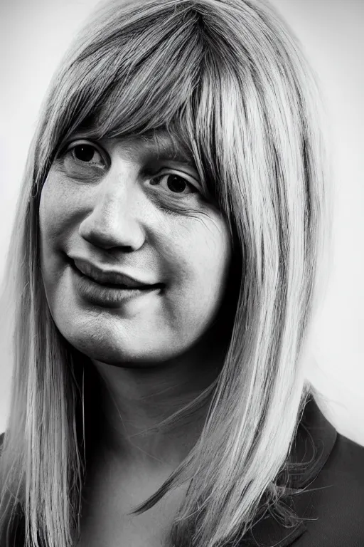 Prompt: female boris johnson with very long hair, as a transgender woman, photographed, portrait, photographic, hdr, 4 k