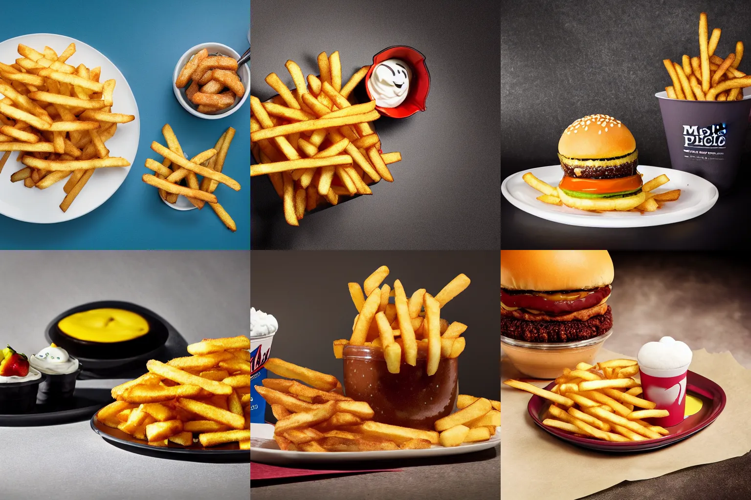 Prompt: a new pickle - based dessert at mcdonald's with a side of marshmallow fries, advertisement, food photography, studio lighting