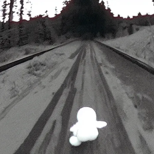 Prompt: Ghost from Super Mario caught on trailcam footage. Trending on Kotaku