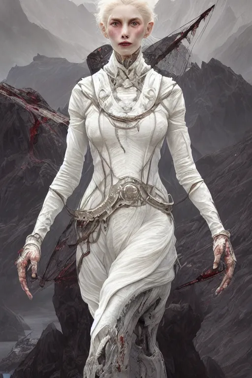 Image similar to portrait of dead from mayhem, matte white color mirror armor, in ruined fjords of norway, sci-fi and fantasy, intricate and very very beautiful and elegant, highly detailed, Frostbite Engine, digital painting, artstation, concept art, smooth and sharp focus, illustration, art by tian zi and WLOP and alphonse mucha