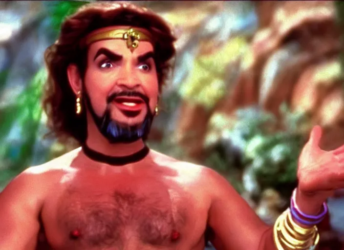 Image similar to film still of sinbad david adkins as a genie in a kids movie 1 9 9 2