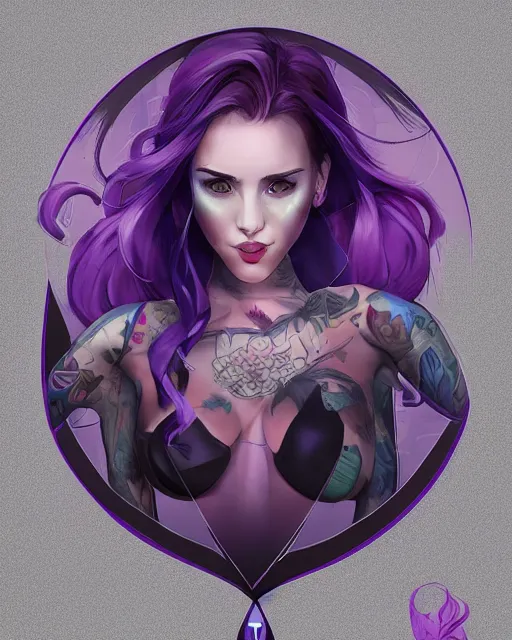 Image similar to beautiful female purple hair tattoo symmetrical face eyes twitch streamer full length fantasy artviper valorantVideo game icon, 2d game art gta5 cover , official fanart behance hd artstation by Jesper Ejsing, by RHADS, Makoto Shinkai and Lois van baarle, ilya kuvshinov, rossdraws