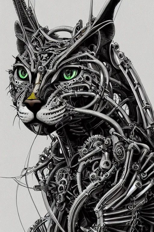 Image similar to detailed portrait artwork of a biomechanical lynx by subjekt zero