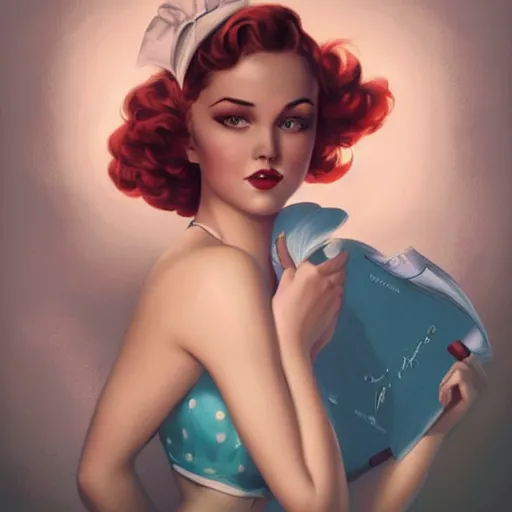 Image similar to a retro pinup by charlie bowater and anna dittmann and gil elvgren.