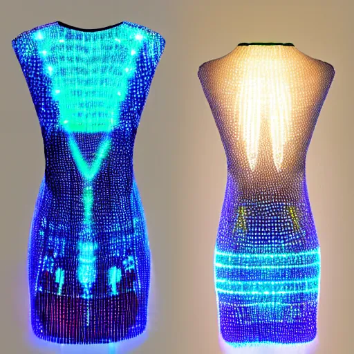 Prompt: fiber optic led dress design