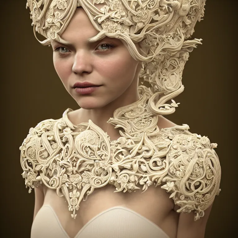 Image similar to wonderful princess of cream vines with a cream skin, ornate 8 k gorgeous intricate cream detailed, accent white lighting, dramatic light, octane render