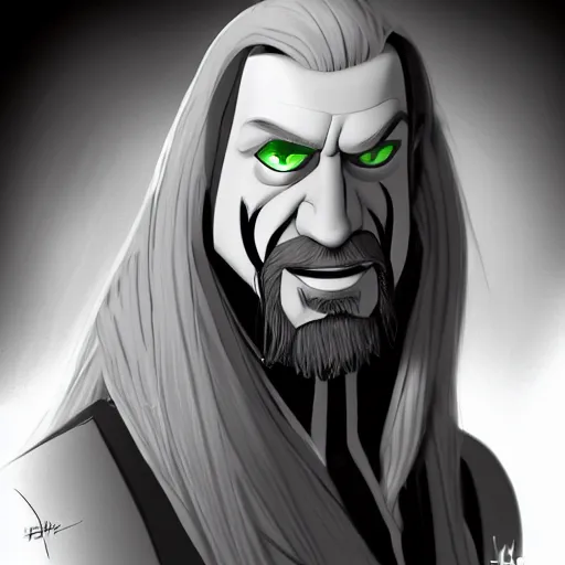 Prompt: Head-to-shoulder shot of Triple H as a Disney villain, Disney, cartoon, Disney style, 2d, drawn image, beautifully drawn, Disney 2d animation still, digital 2D animation, traditional animation, Disney style, Disney animation, Deviantart, very coherent symmetrical artwork, heroic look, artstation, villain