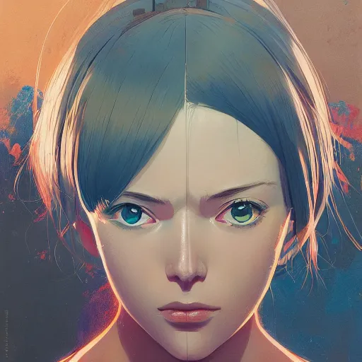 Image similar to Portrait of a cute woman, very coherent, painted by painted by James Gilleard, airbrush, art by JamesJean and fine details. Anime. realistic shaded lighting poster by Ilya Kuvshinov katsuhiro otomo ghost-in-the-shell, magali villeneuve, artgerm, Jeremy Lipkin and Michael Garmash and Rob Rey