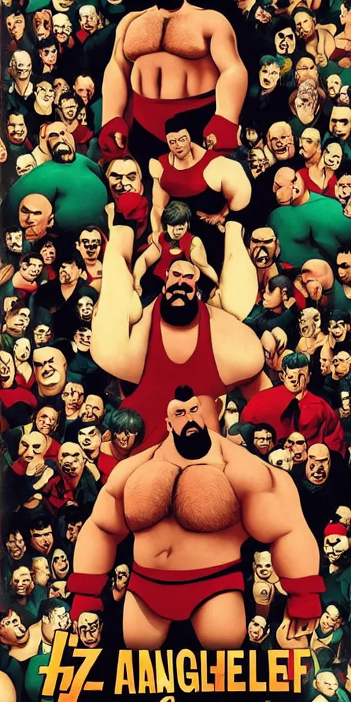 Image similar to movie poster of zangief starring in amelie