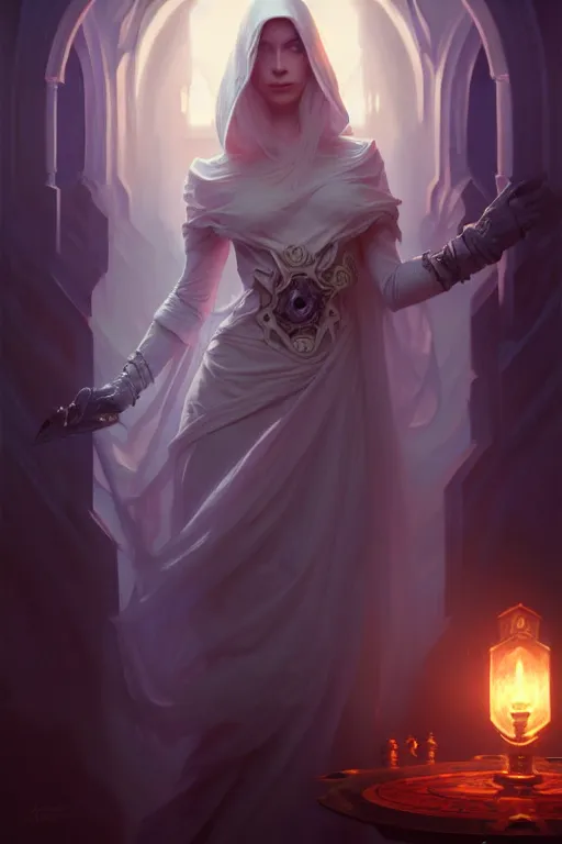 Image similar to alexey gurylev, ghostly ghost, mysterious, deep focus, d & d, fantasy, complex, elegant, highly detailed, digital painting, artstation, concept art, matte, clear focus, illustration, hearthstone, artgerm art, greg rutkovsky and alphonse mucha