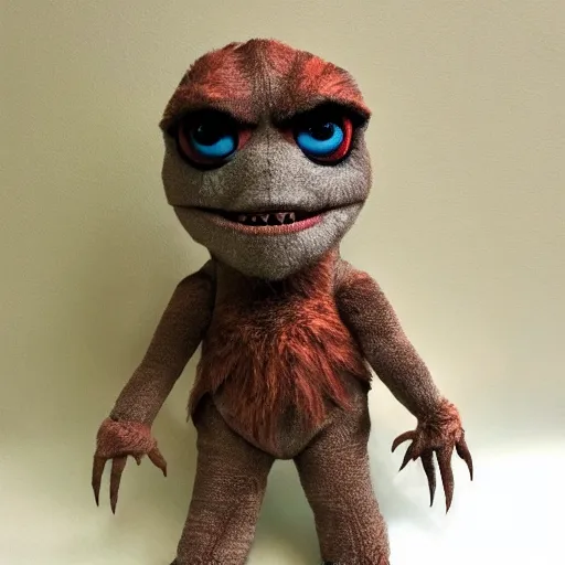 Image similar to the creature from the movie critters as a plush doll