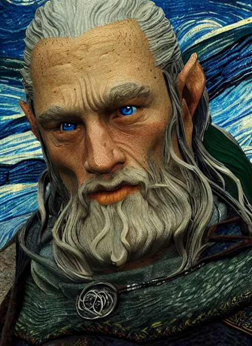 Image similar to lord of the rings in van gogh style, ultra detailed, trending on artstation, concept art, octane render, unreal engine,