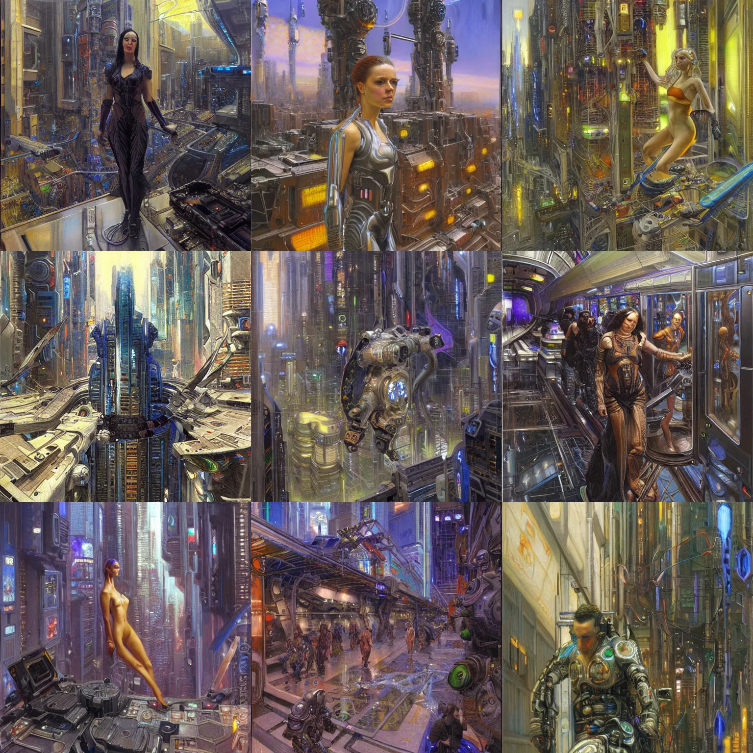 Prompt: painting by donato giancola, cyberpunk futurism