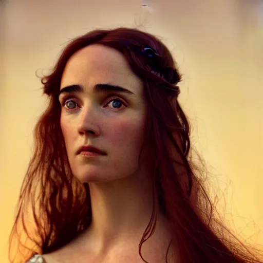 Image similar to photographic portrait of a stunningly beautiful renaissance pre raphaelite female maiden in soft dreamy light at sunset, jennifer connelly, contemporary fashion shoot, by edward robert hughes, annie leibovitz and steve mccurry, david lazar, jimmy nelsson, breathtaking, 8 k resolution, extremely detailed, beautiful, establishing shot, artistic, hyperrealistic, beautiful face, octane render