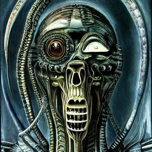 Image similar to atlantis painted by giger.