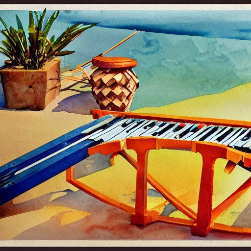 Image similar to filmic excited glowing island square ginger cat xylophone neutron steel, by jeff easley and edward hopper and robert rauschenberg, watercolor, 4 k, low poly