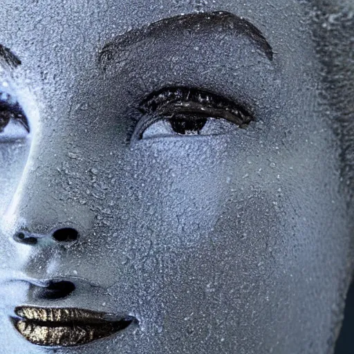 Image similar to sculpture of block of ice produces beautiful woman's face