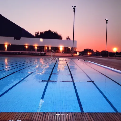 Prompt: beautiful night at the swimming pool,shoot with Iphone 10