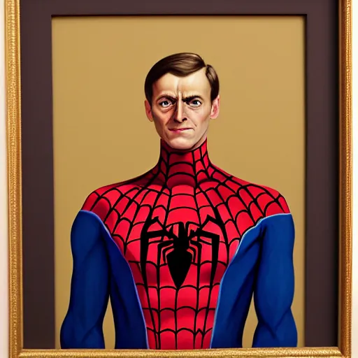 Image similar to portrait of spiderman as the german chancellor, 1 9 3 5, military uniform, oil on canvas by william sidney mount, trending on artstation