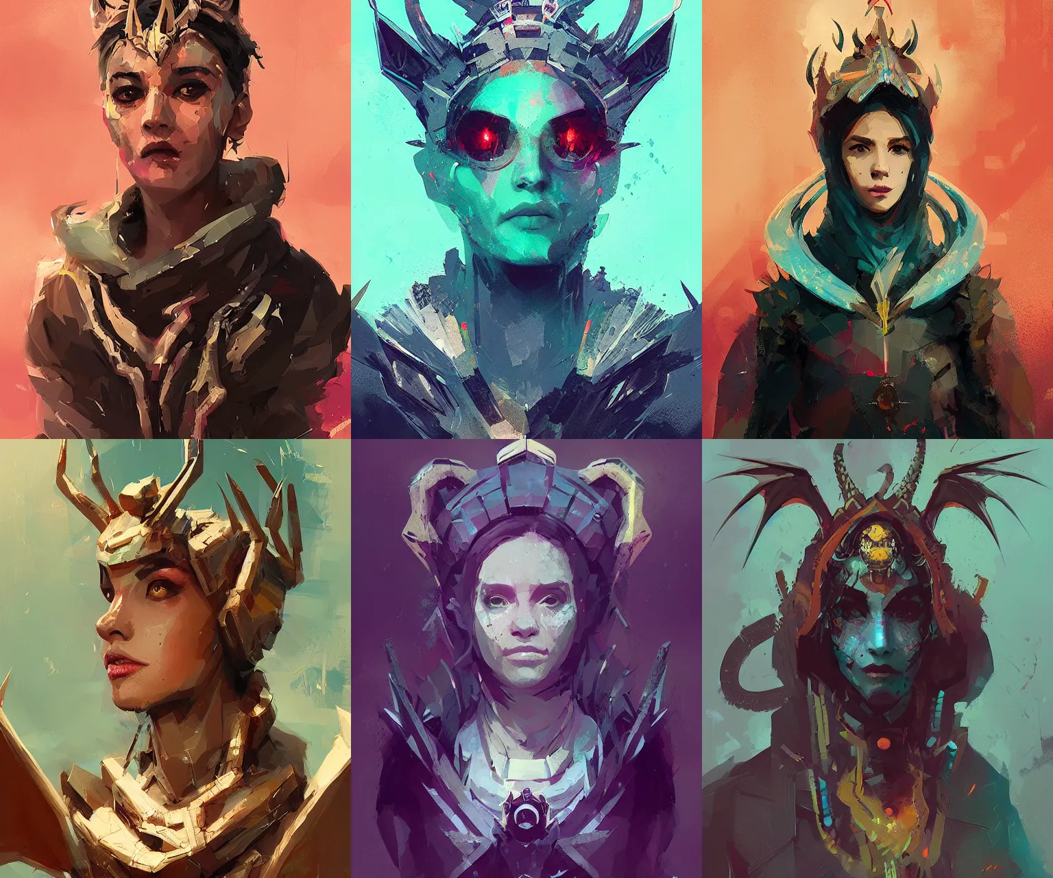 Prompt: icon dragon queen portrait, ismail inceoglu