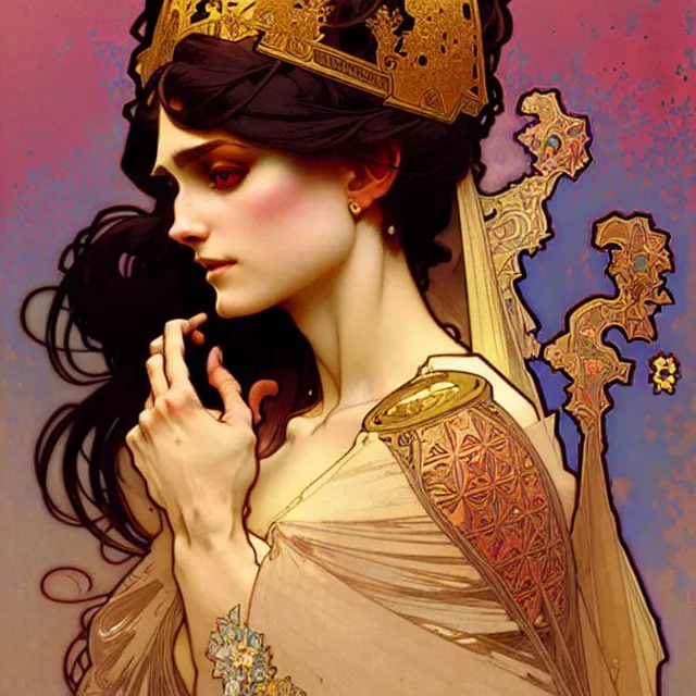 Prompt: a persian princess, art by alphonse mucha and greg rutkowski, elegant, extremely detailed