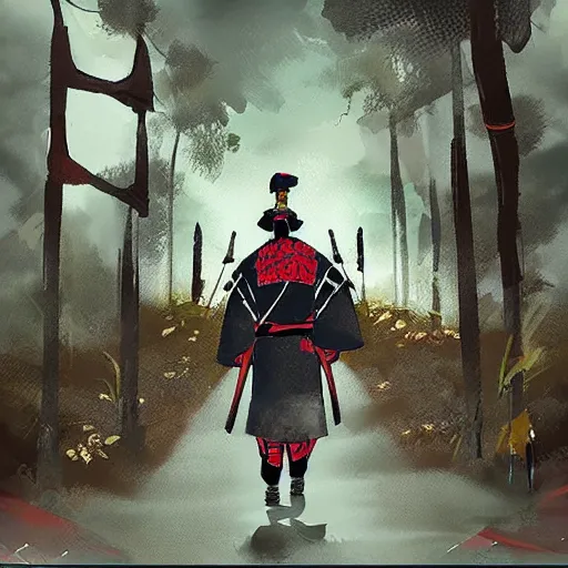 Image similar to “samurai path, concept art”