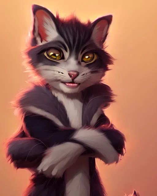 Image similar to character concept art of a young male anthropomorphic furry cat | | cute - fine - face, pretty face, key visual, realistic shaded perfect face, fine details by stanley artgerm lau, wlop, rossdraws, james jean, andrei riabovitchev, marc simonetti, and sakimichan, trending on artstation