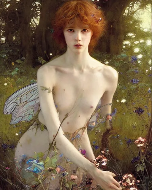 Prompt: a beautiful fairy, oil painting, by Edgar Maxence and Ross Tran and Michael Whelan