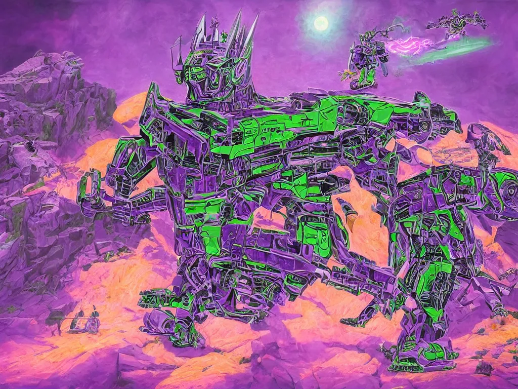 Image similar to portrait of cowboy johnny cash as purple green optimus prime from transformers riding on guitar zord ufo hoverboard, intricate, highly detailed, smooth, artstation, digital illustration by Lisa Frank and Ruan Jia and Mandy Jurgens and Artgerm and Wayne Barlowe and Greg Rutkowski and Zdislav Beksinski