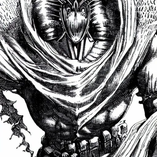 Image similar to Shrike from Hyperion by Kentaro Miura, highly detailed, black and white