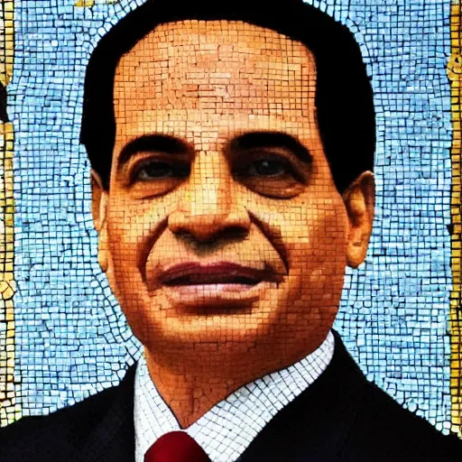 Prompt: portrait of egyptian president abdel fattah el - sisi as a byzantine mosaic, beautiful, realistic, handsome, very detailed