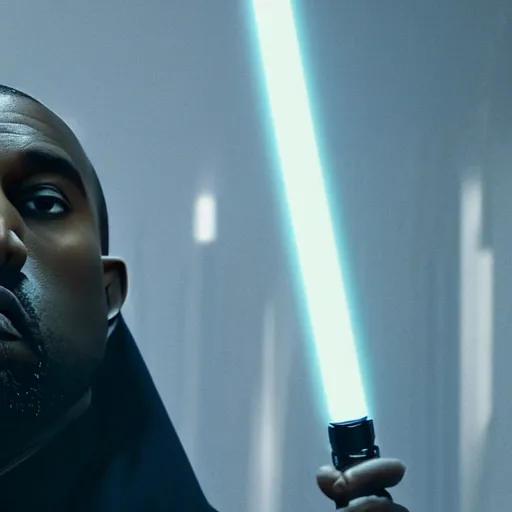 Prompt: kanye west as the pope with a lightsabre, movie still, detailed face, photorealistic facial features, cinematic lighting, dramatic, octane render, long lens, shallow depth of field, bokeh, anamorphic lens flare, 8 k, hyper detailed, 3 5 mm film grain