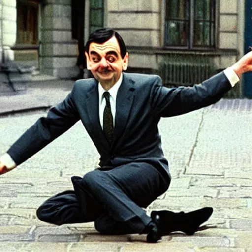 Prompt: mr bean dabbing