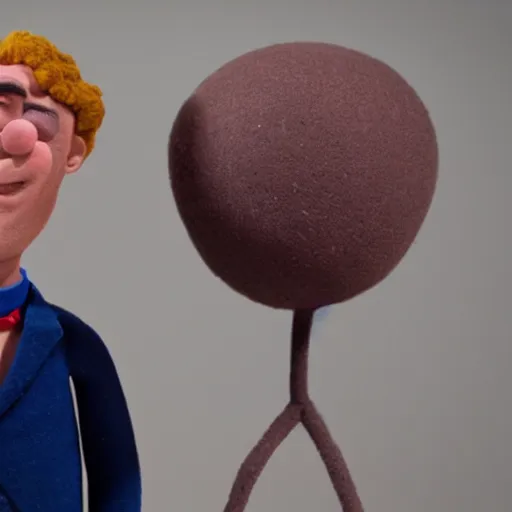 Image similar to claymation man with an extra wide head