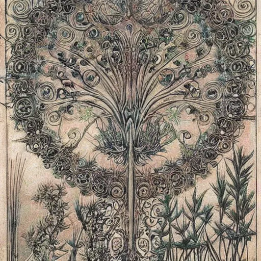 Prompt: garden by ernst haeckel, very beautiful! :: pyrography