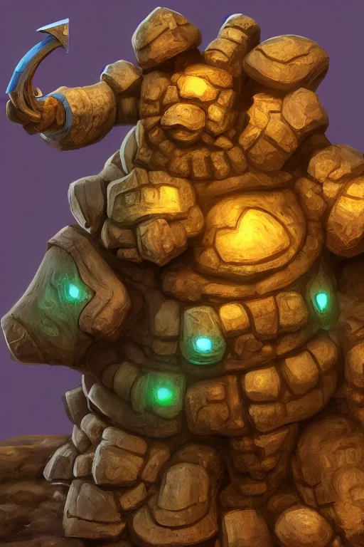 Image similar to zelda fantasy art giant golem troll wood rock greeble gemstone, global illumination ray tracing hdr fanart arstation by sung choi and eric pfeiffer and gabriel garza and casper konefal