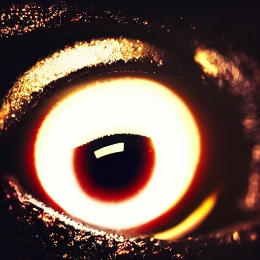 Image similar to Summer Glow close up, terminator style eye, military clothing, night shot