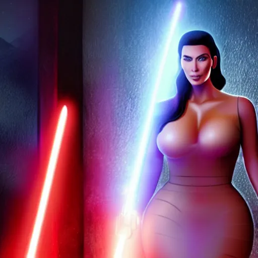 Image similar to kim kardashian in star wars as an evil sith, 8k resolution, full HD, cinematic lighting, award winning, anatomically correct